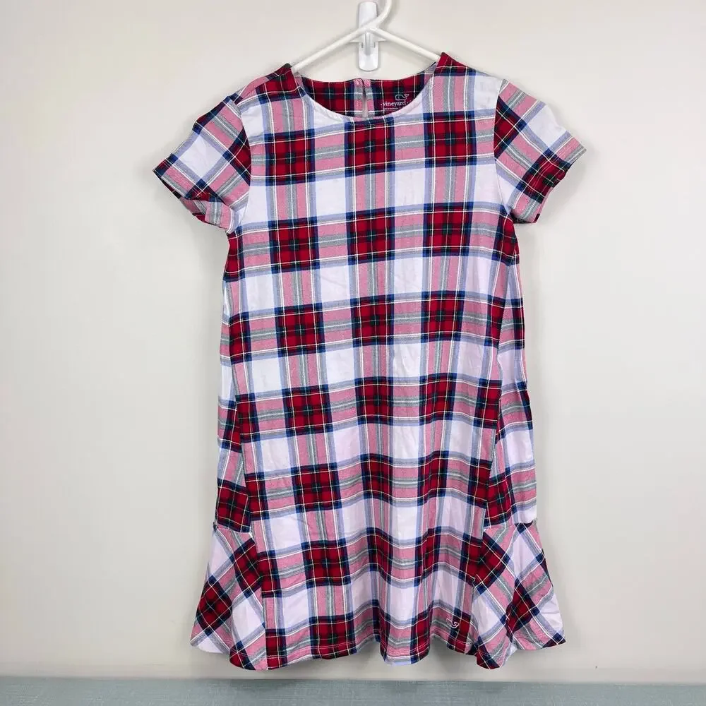 Vineyard Vines Nantucket Tartan Knit Dress Marshmallow Plaid M 12-14